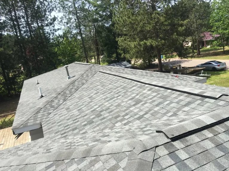 Finished asphalt shingle roof from above
