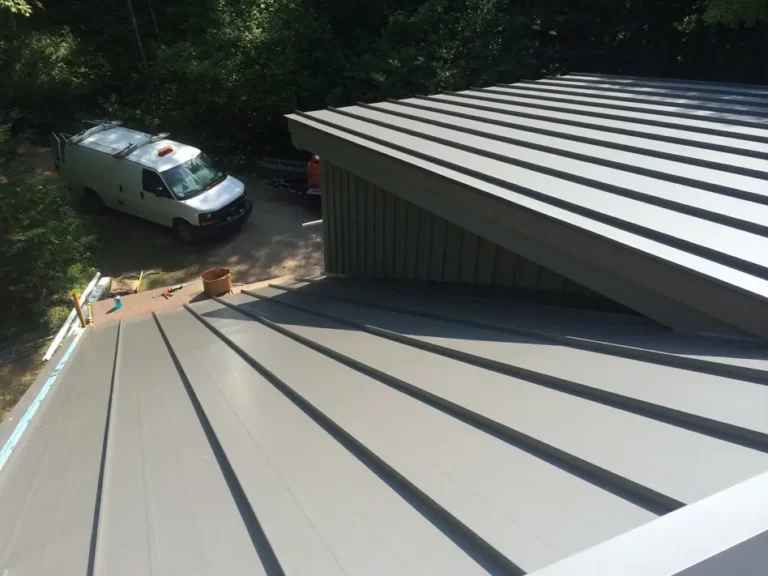 Installed metal roof panels